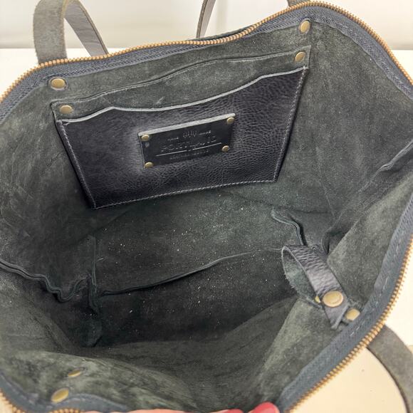 Portland Leather Goods Large Tote Bag Black Pebbled Leather Zipper Top Travel - Picture 7 of 9